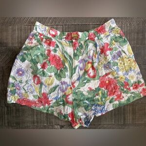 Urban Outfitters High Waist Red and Green Floral‎ Shorts